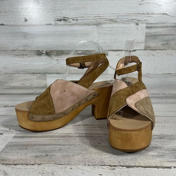 Coach Platform Womens Sandals Beg Suede G3608 Cork Block Heels Brown US 9.5B - Picture 5 of 8